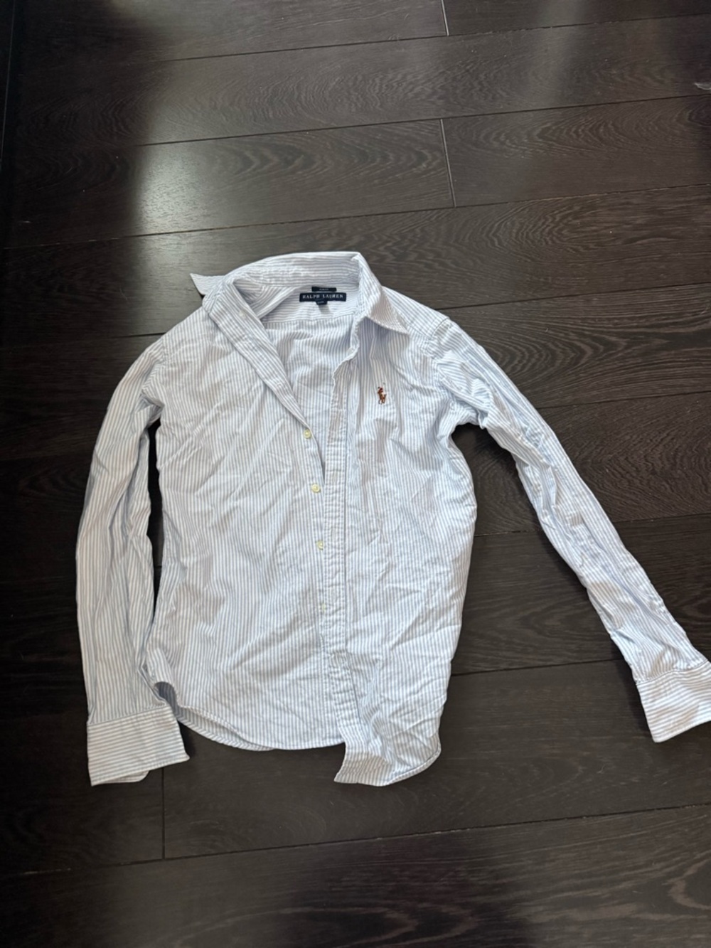 Ralph Lauren White and Light Blue Pinstripe Dress Shirt